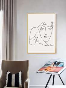 Dove Print Wall Painting Without Frame - Black and White - View 1