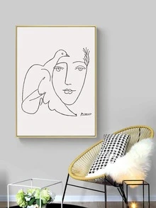 Dove Print Wall Painting Without Frame - Black and White - View 3