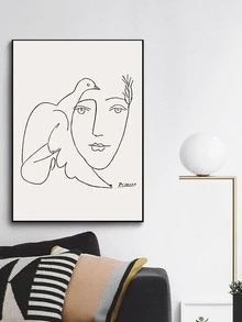 Dove Print Wall Painting Without Frame - Black and White - View 4