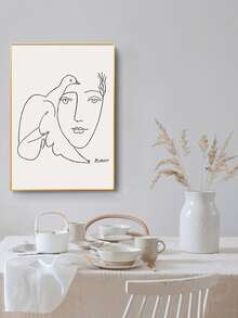 Dove Print Wall Painting Without Frame - Black and White - View 6