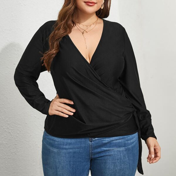 

Plus Tie Side Wrap Solid Top, Black
