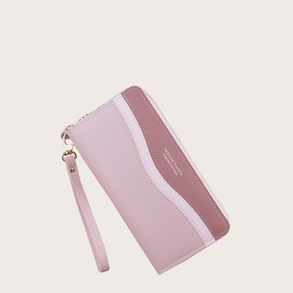 

Color Block Long Purse, Pink
