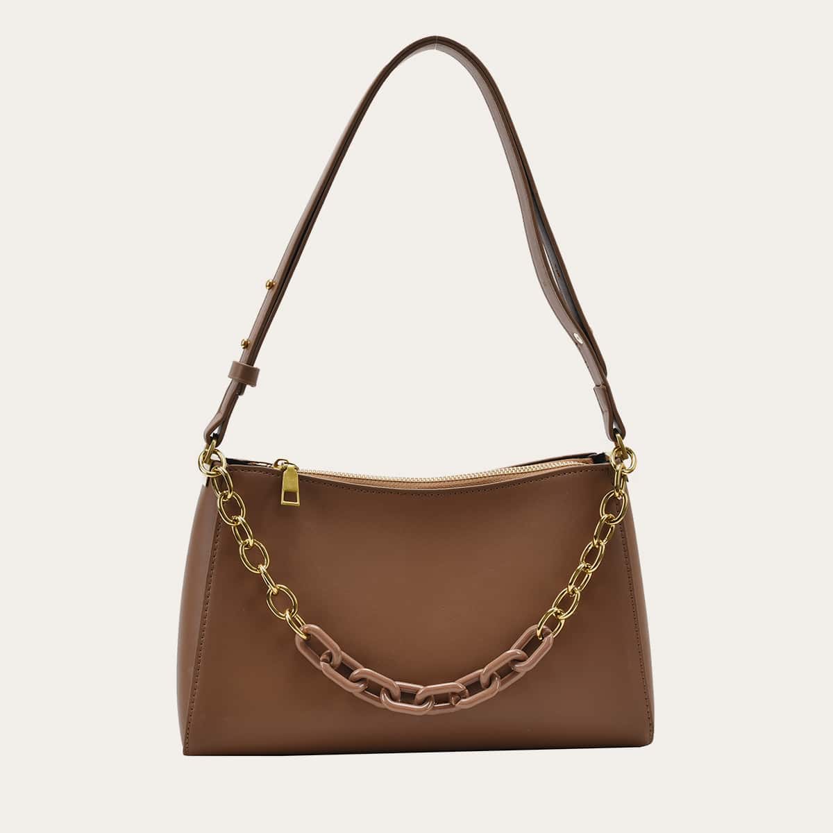 

Chain Decor Shoulder Bag, Brown