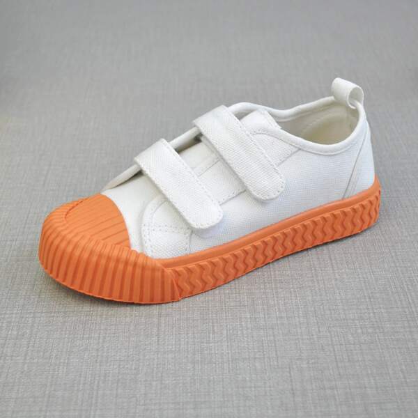 

Boys Two Tone Velcro Strap Canvas Shoes, White