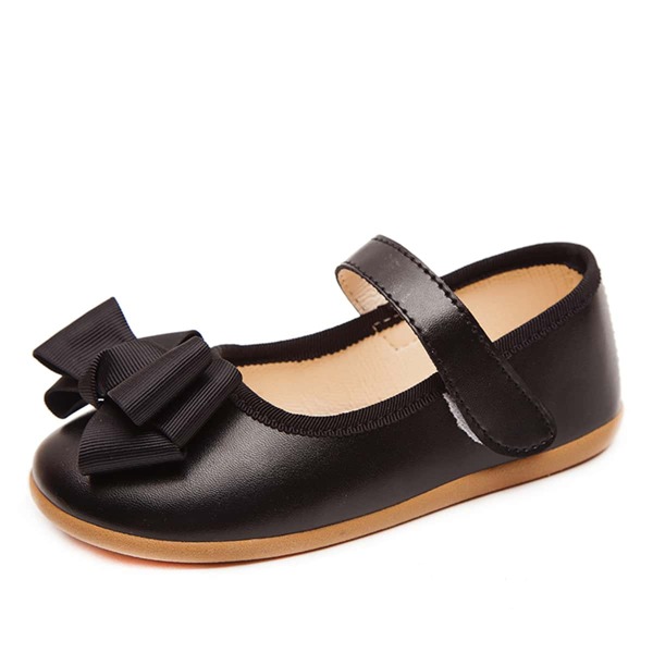 

Toddler Girls Bow Decor Velcro Strap Flats, Black