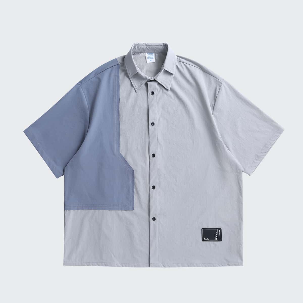 

Guys Button Front Colorblock Shirt, Light grey