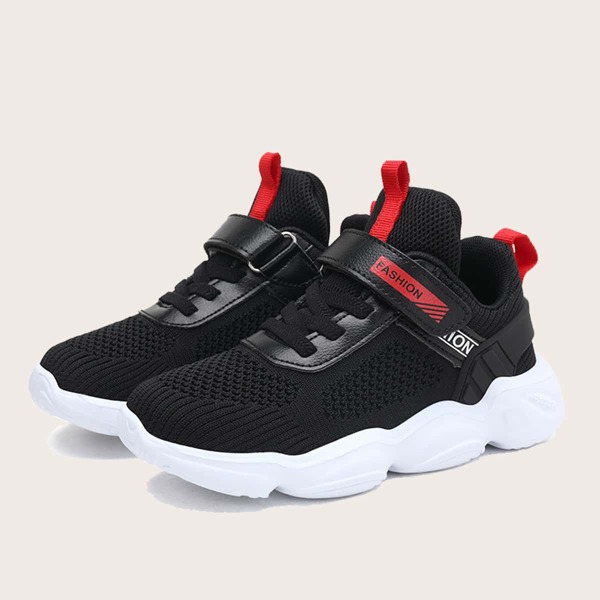 

Boys Wide Fit Velcro Strap Knit Sneakers, Black