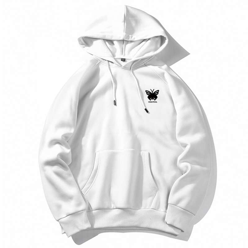 

Guys Kangaroo Pocket Butterfly Graphic Hoodie, White