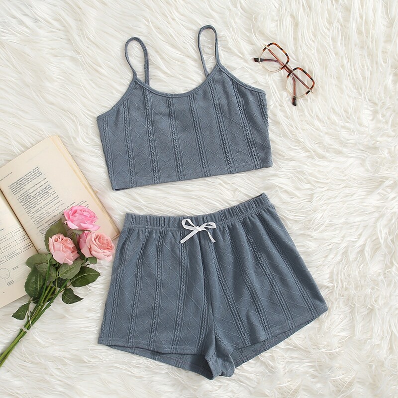 

Knotted Cami Lounge Set, Grey