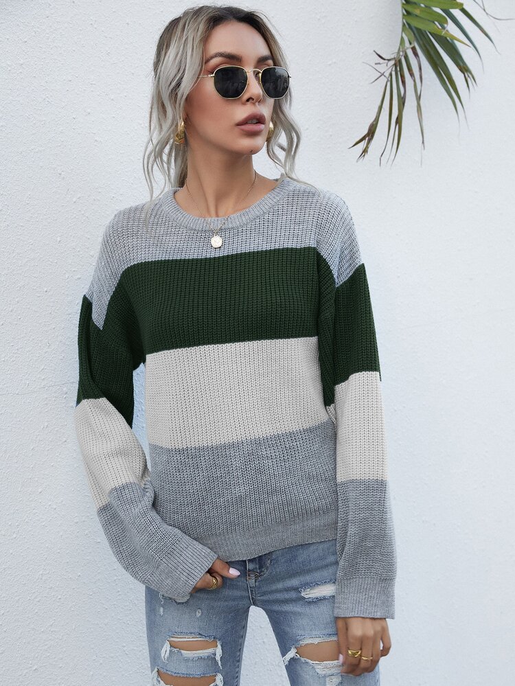 Drop Shoulder Colourblock Jumper - Multicolor - View 5