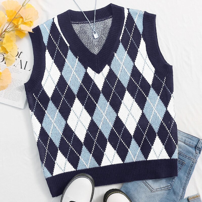 

Argyle Pattern Sweater Vest, Multicolor