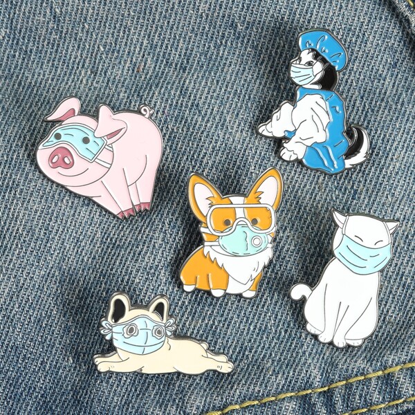 

5pcs Animal Design Brooch, Multicolor