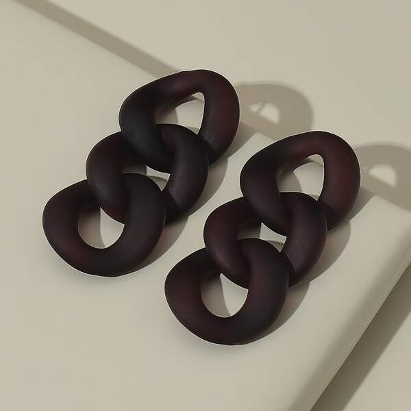 

Acrylic Chain Drop Earrings, Coffee brown