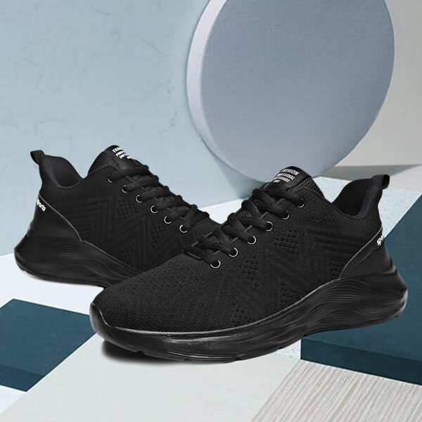 

Men Lace-up Front Sneakers, Black