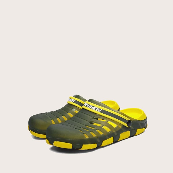 

Men Hollow Out Slingback Vented Clogs, Army green