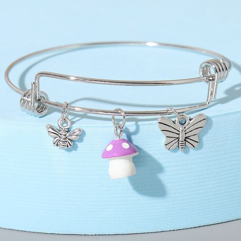 

Butterfly & Mushroom Charm Bracelet, Silver