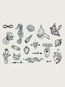 紋身貼紙套件，2 張蝴蝶和花卉圖案臨時紋身女式，混合紋身貼紙成人，看起來真實假紋身，適合男士、女士和女孩 - 黑色 - 查看 4