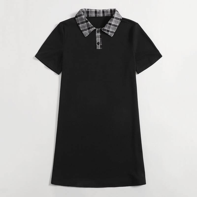 

Polo Neck Tee Dress, Black