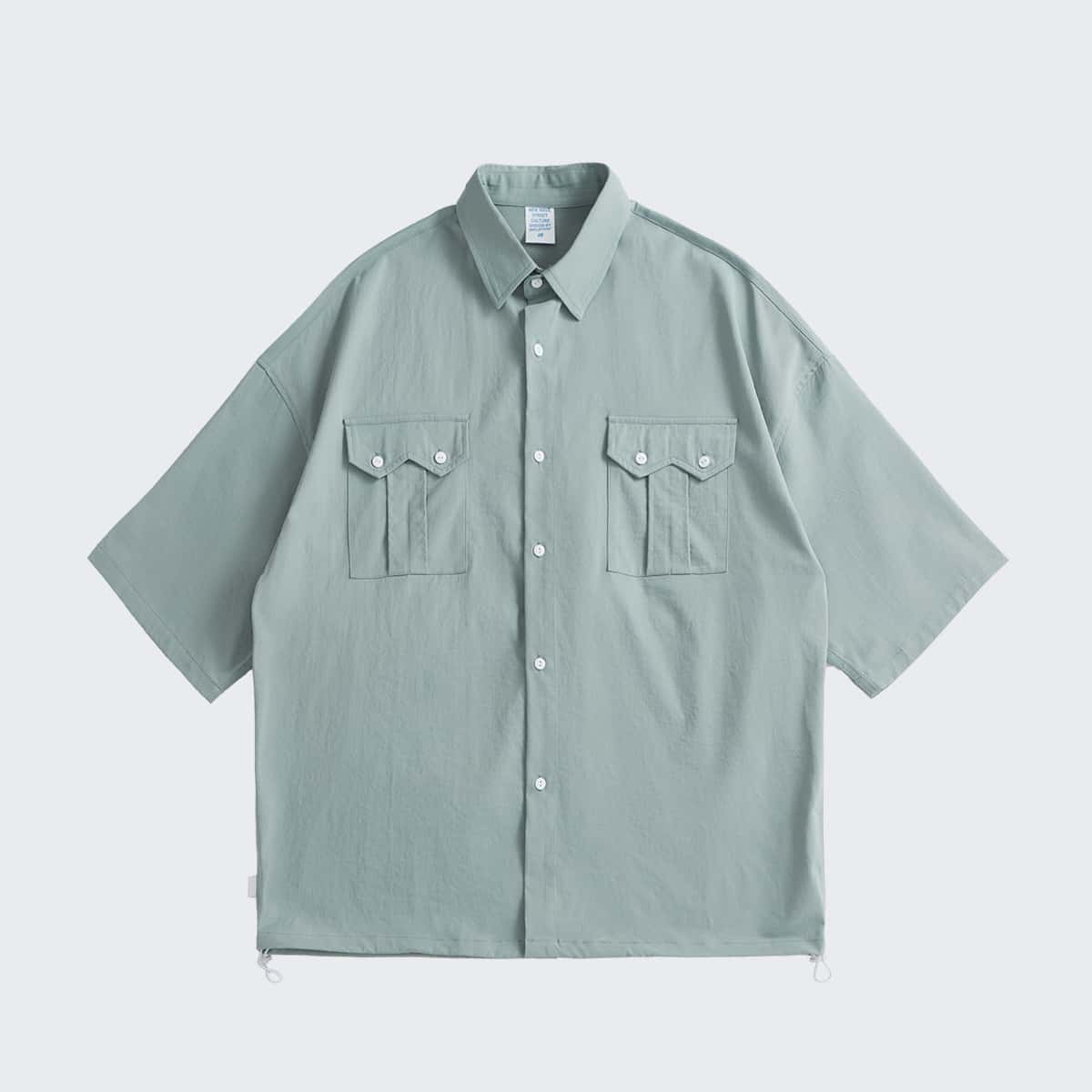 

Guys Solid Drop Shoulder Button Front Shirt, Mint green