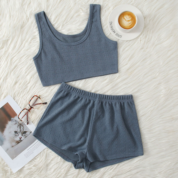 

Solid Textured Lounge Set, Dusty blue