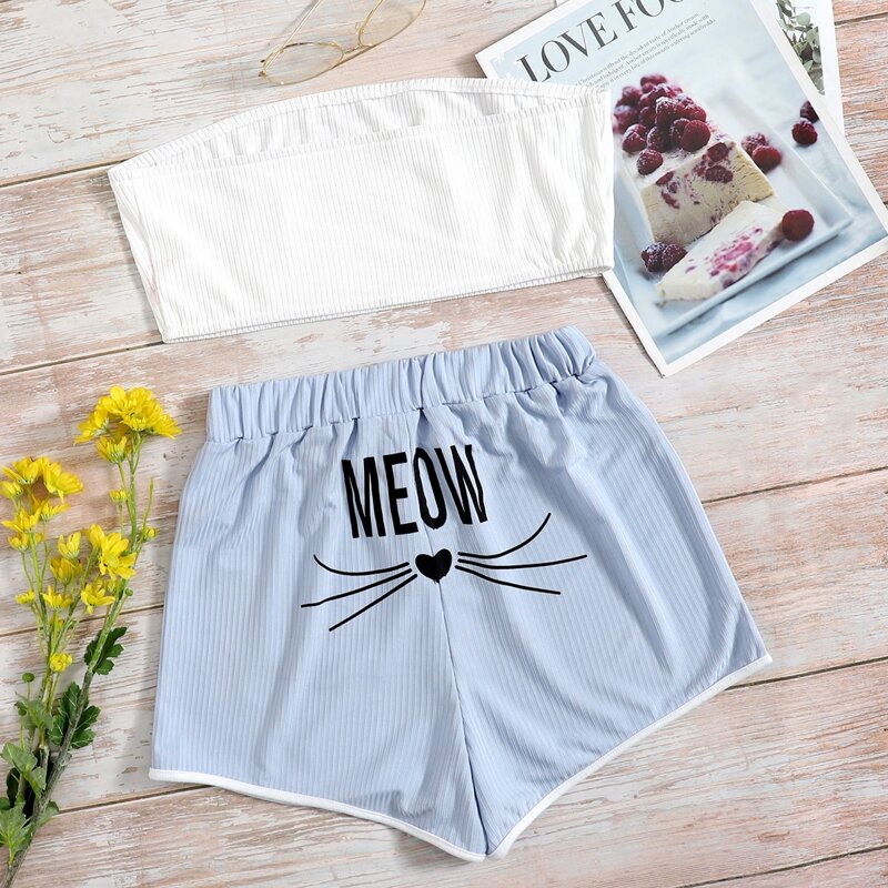 

Cartoon & Letter Graphic Lounge Set, Blue and white