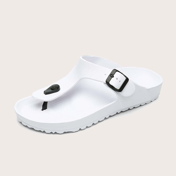 

Toe Post Buckle Decor Footbed Sandals, White