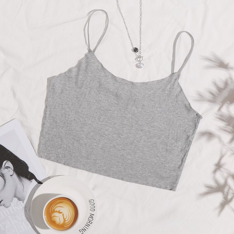 

Solid Rib Bralette, Grey