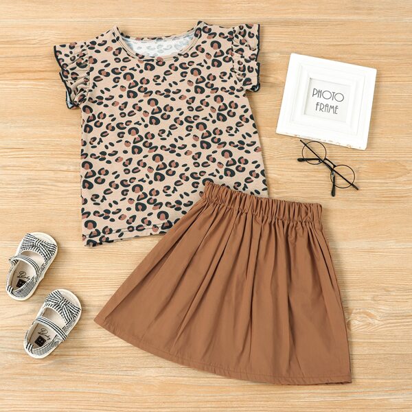 

Toddler Girls Ruffle Trim Leopard Tee & Skirt, Multicolor