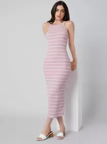 Mulvari Rib-knit Striped Bodycon Dress