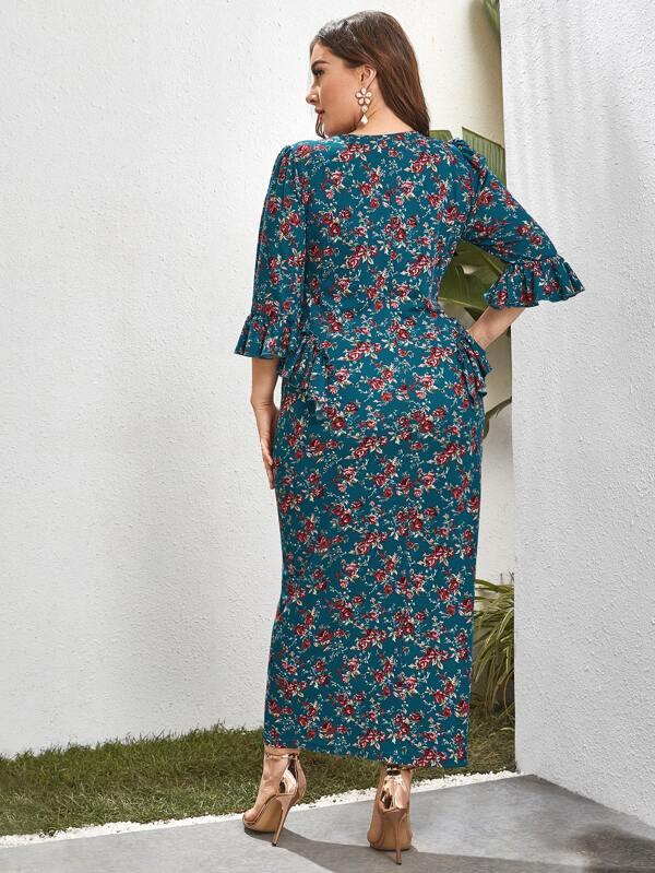 Size S 60\u2019s floral dress with sheer balloon sleeves