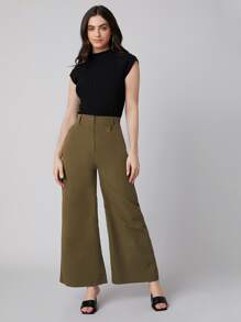 Mulvari Áo thun Gân đan màu trơn Giải trí - màu đen - Xem 5