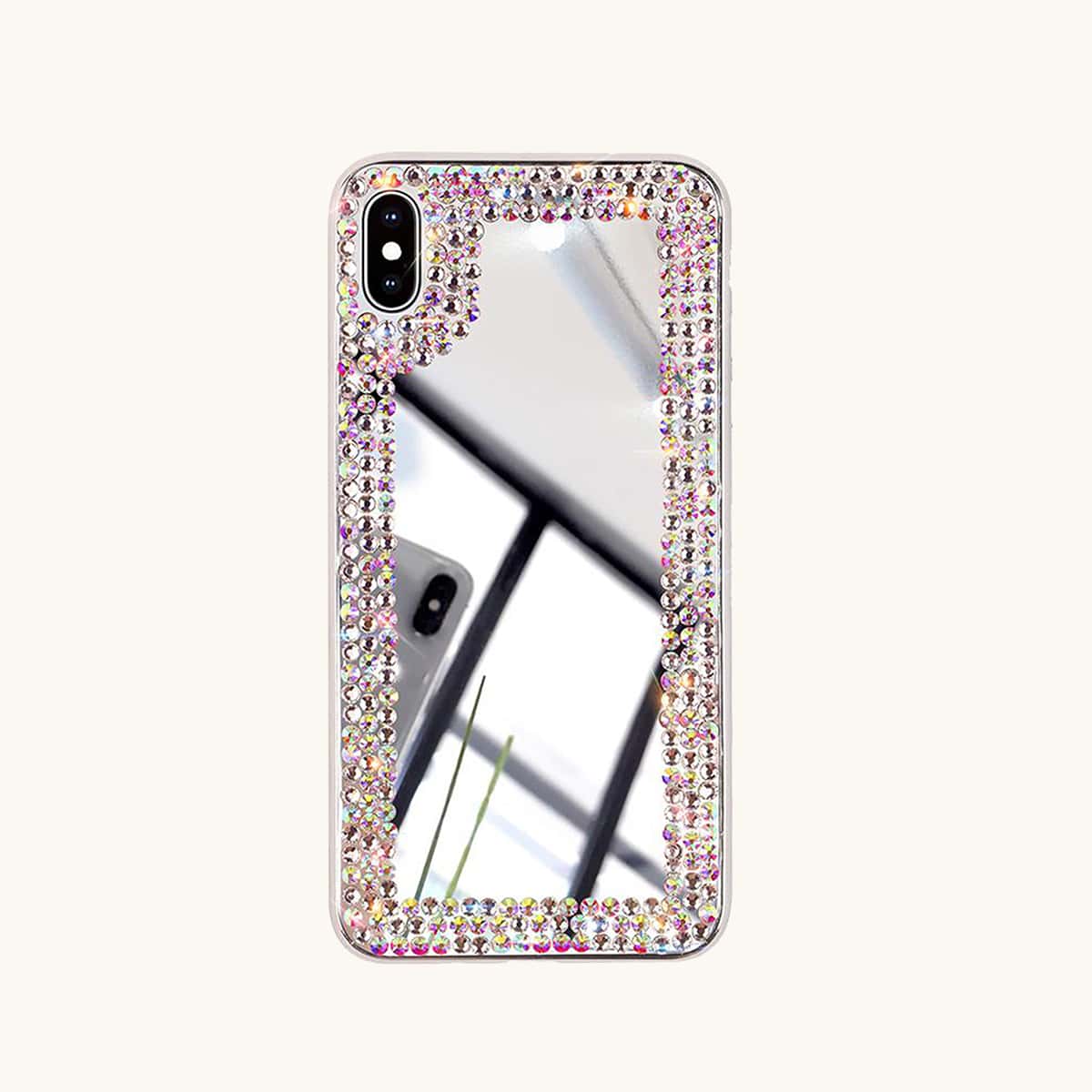 

Rhinestone Mirror Surface iPhone Case, Silver