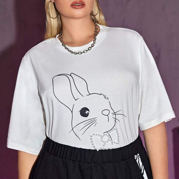 

Plus Rabbit Print Tee, White
