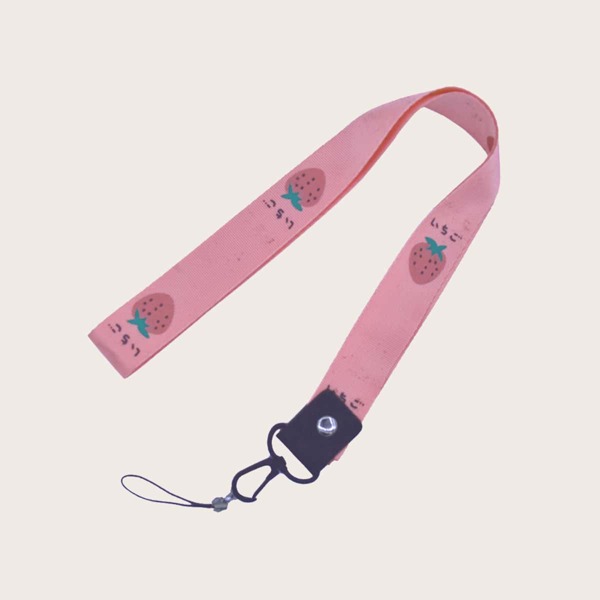 

Strawberry Print Phone Lanyard, Purple