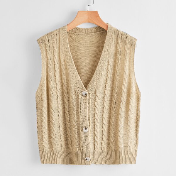 

Buttoned Front Cable Knit Cardigan, Khaki