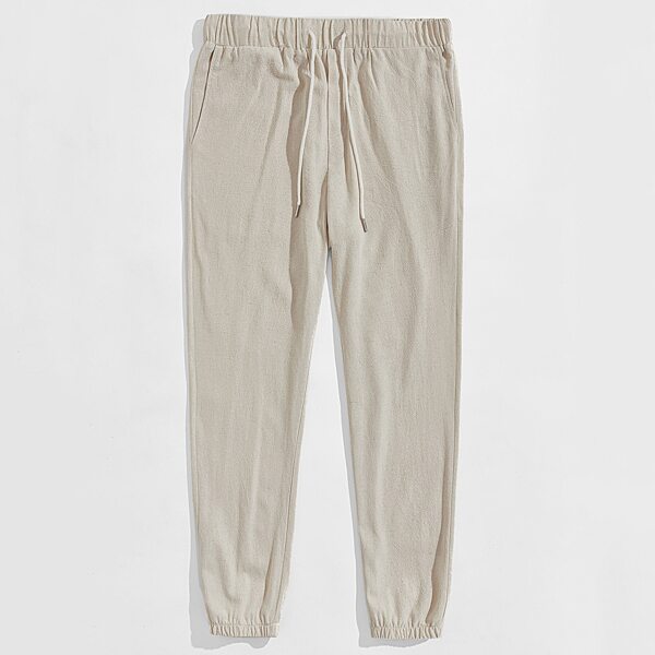 

Men Slant Pocket Solid Pants, Beige