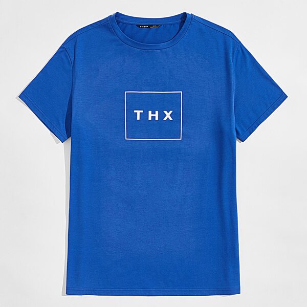 

Men Letter Graphic Tee, Royal blue
