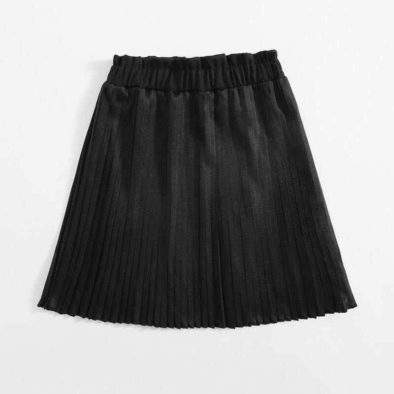 

Solid Pleated Skirt, Black