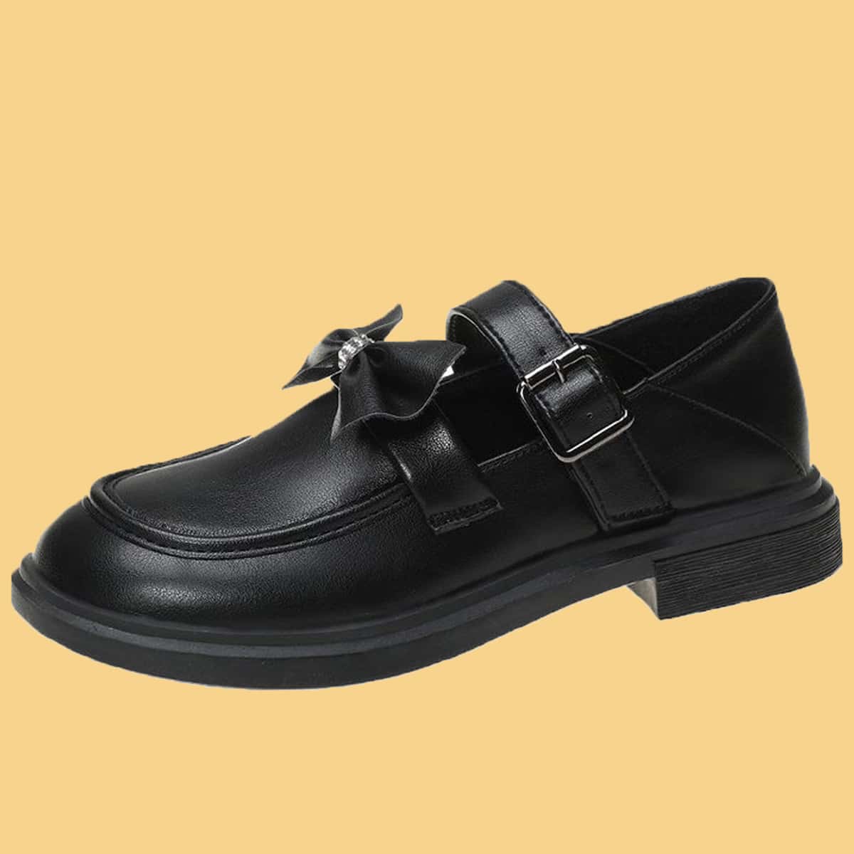 

Rhinestone Bow Mary Jane Flats, Black