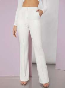 SHEIN BAE Seam Front Tailored Trousers - White - View 1