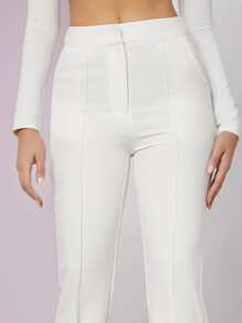 SHEIN BAE Seam Front Tailored Trousers - White - View 4