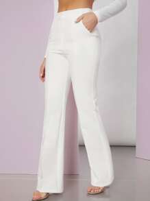 SHEIN BAE Seam Front Tailored Trousers - White - View 5