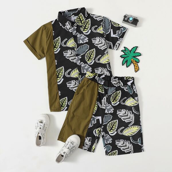 

Boys Tropical Print Shirt & Shorts, Multicolor