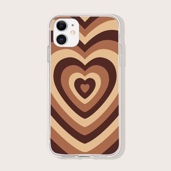 

Чехол для iPhone с узором сердечка, Коричневые