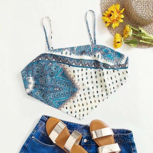 

Plus Floral Print Crop Bandana Cami Top, Multicolor