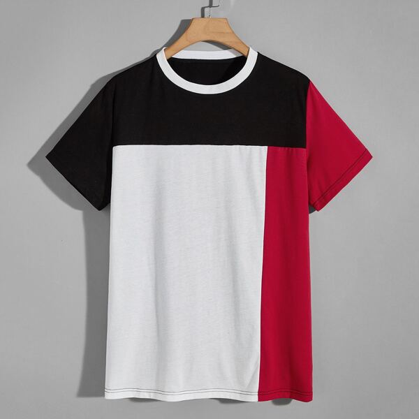 

Men Color-block Short Sleeve Tee, Multicolor