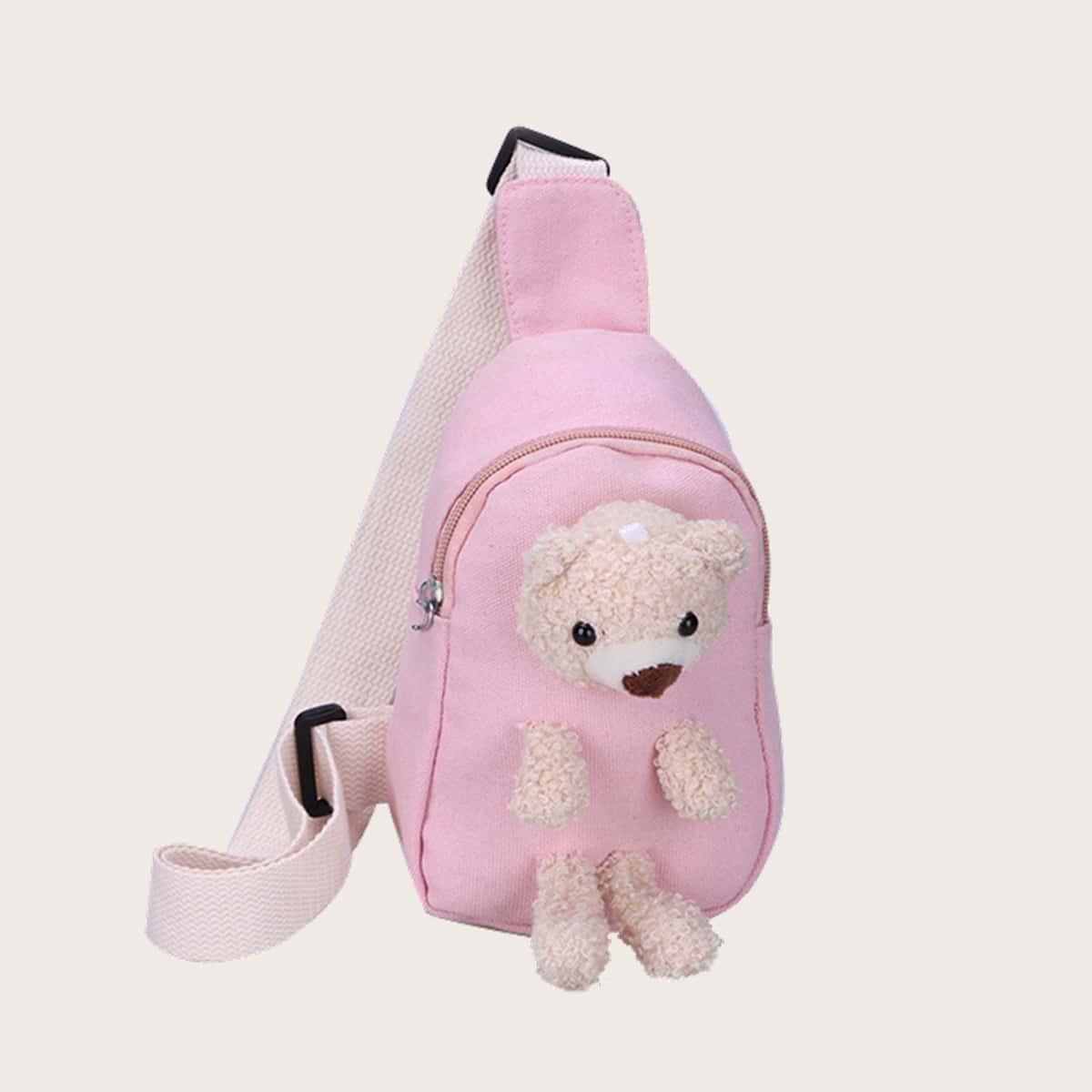 

Cartoon Bear Sling Bag, Pink