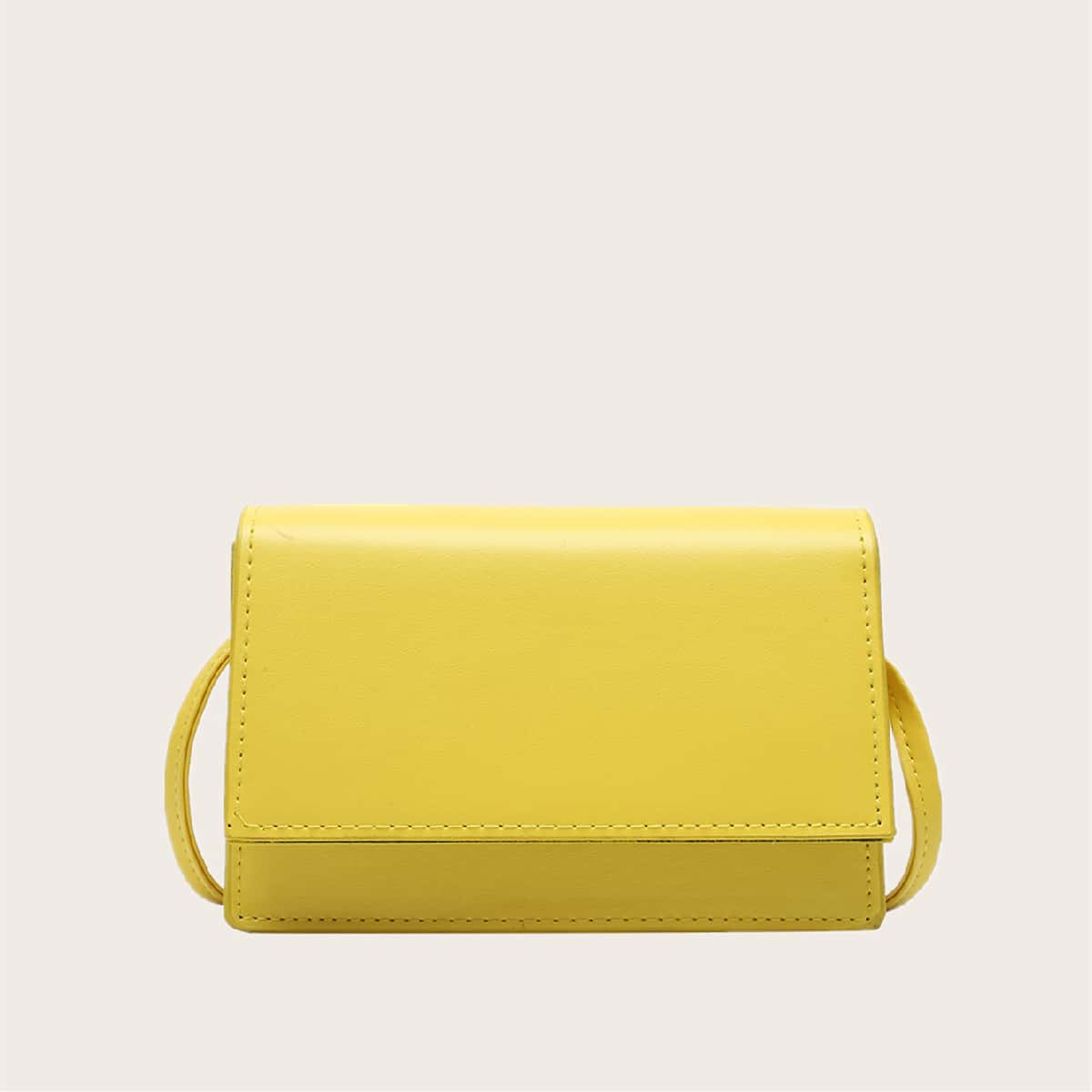 

Solid Flap Crossbody Bag, Yellow