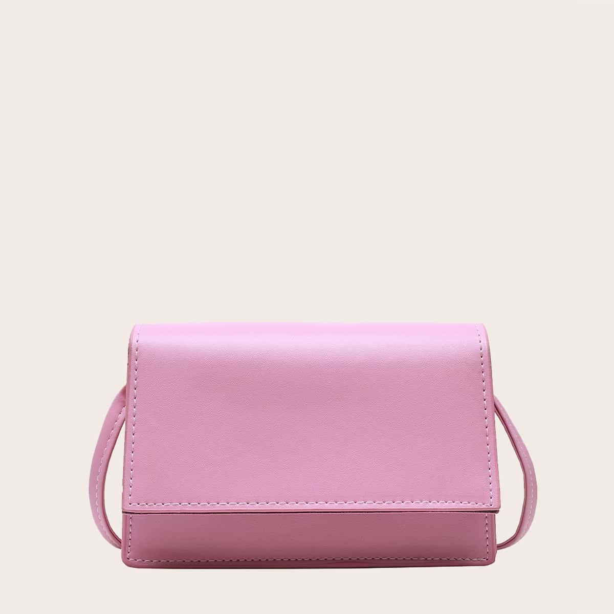 

Solid Flap Crossbody Bag, Pink