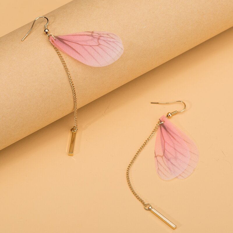

Mesh Wing Chain Tassel Earrings, Multicolor